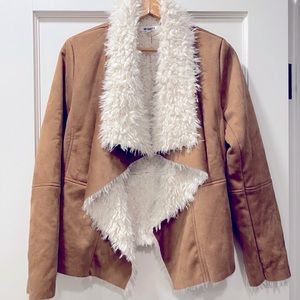 BB Dakota Suede and faux fur waterfall jacket